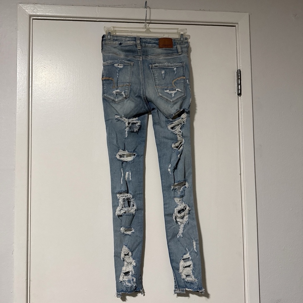 American Eagle Outfitters Distressed Blue Skinny Jeans - Picture 2 of 6